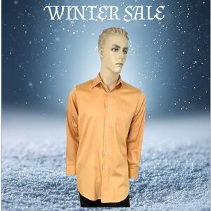 Geoffrey Beene Men's Dress Shirt { Medium - 15 - 32/33 } Mellow Apricot - Peach